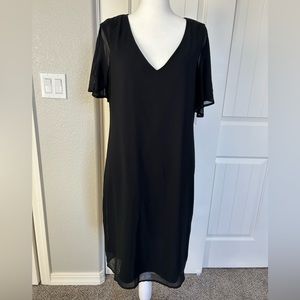 Elegant black Thalia Sodie small knee length dress with chiffon layer